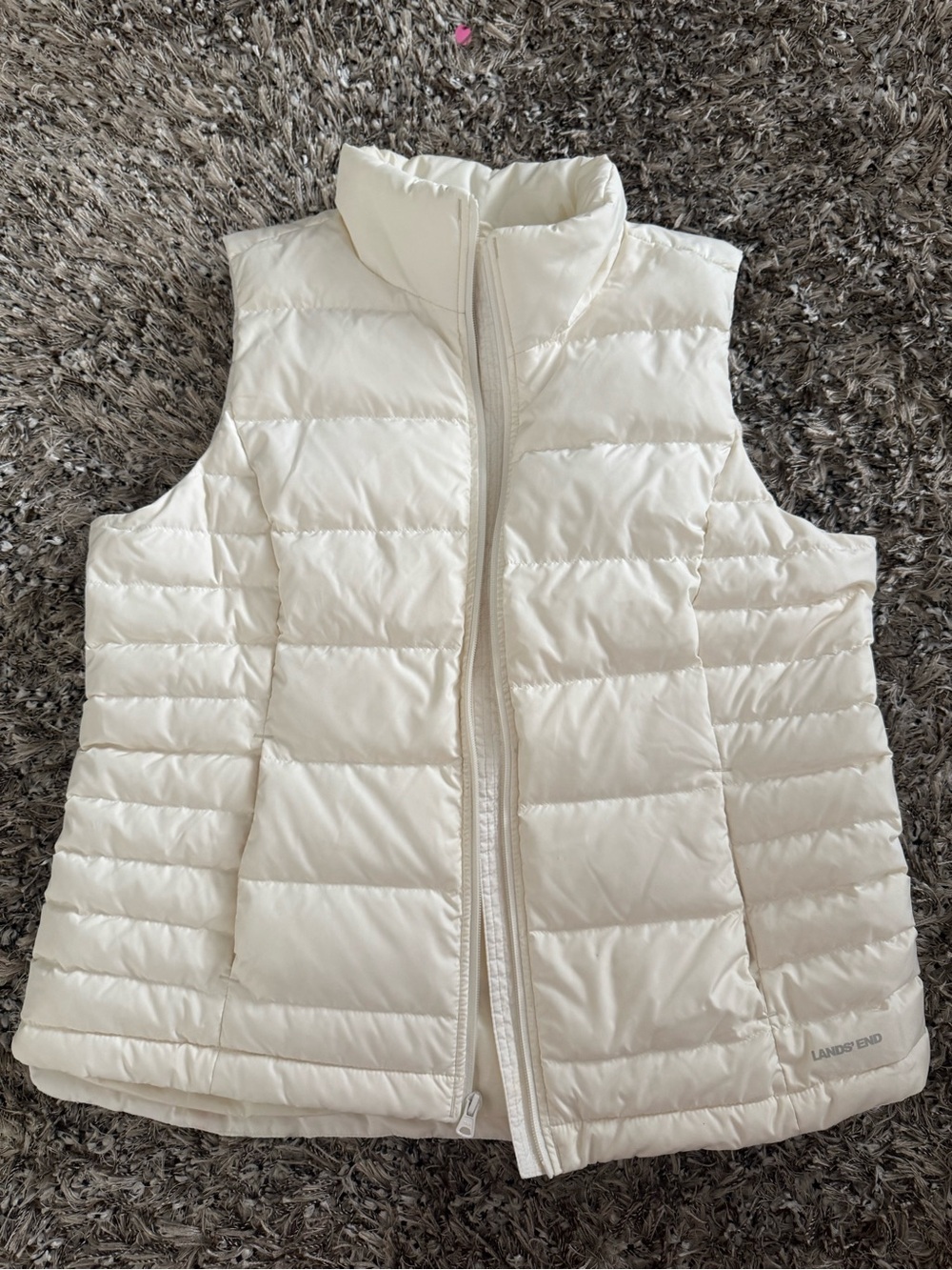 Lands' End Women's Off-White Quilted Packable Puffer Vest